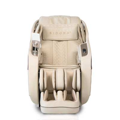 Miore Massagesessel in Creme und Braun, Frontansicht