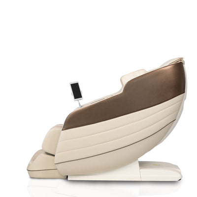 Miore Massagesessel in Creme und Braun, Seitenansicht
